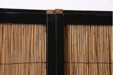 ビンテージ建具　上手物　漆塗り　泳ぐ鯉の透かしが風情漂う御簾戸4枚セット(簾戸、簀戸、葭戸、夏障子、夏戸、葦戸)(R-047612)