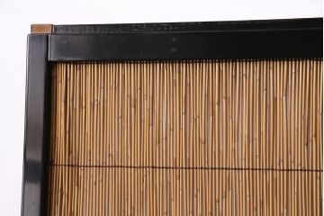 ビンテージ建具　上手物　漆塗り　泳ぐ鯉の透かしが風情漂う御簾戸4枚セット(簾戸、簀戸、葭戸、夏障子、夏戸、葦戸)(R-047612)
