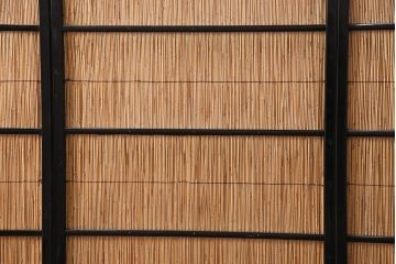 ビンテージ建具　上手物　漆塗り　泳ぐ鯉の透かしが風情漂う御簾戸4枚セット(簾戸、簀戸、葭戸、夏障子、夏戸、葦戸)(R-047612)