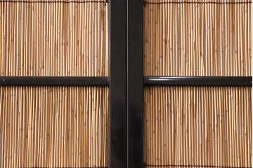 ビンテージ建具　上手物　漆塗り　泳ぐ鯉の透かしが風情漂う御簾戸4枚セット(簾戸、簀戸、葭戸、夏障子、夏戸、葦戸)(R-047612)
