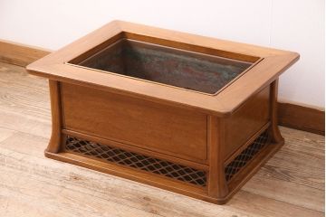 和製ヴィンテージ　民芸家具　高級品!上品な佇まいが魅力的な指物家具の木製火鉢(囲炉裏、ビンテージ)(R-047618)