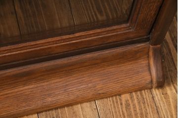 イギリスアンティーク　オーク材　ステンドグラスがアクセントになったスタッキングブックケース(本箱、収納棚)(R-047619)