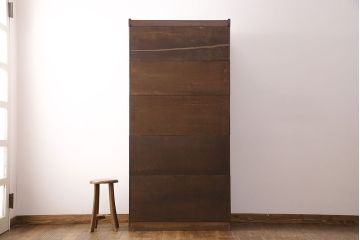 イギリスアンティーク　オーク材　ステンドグラスがアクセントになったスタッキングブックケース(本箱、収納棚)(R-047619)