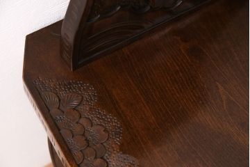 中古　伝統工芸の軽井沢彫りの一品!桜の彫刻が見事なダイニングチェア(イス)(R-047626)