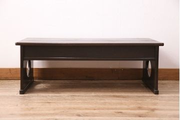 和製アンティーク　昭和初期　栗材　長い歳月を経て味わいを増した文机(座卓、ローテーブル、センターテーブル)(R-047627)