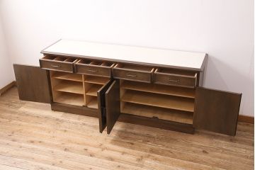 和製ビンテージ　神戸洋家具　永田良介商店　西洋アンティーク家具を思わせるキッチンカウンター(サイドボード、収納棚、戸棚)(R-047630)