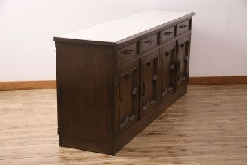 和製ビンテージ　神戸洋家具　永田良介商店　西洋アンティーク家具を思わせるキッチンカウンター(サイドボード、収納棚、戸棚)(R-047630)
