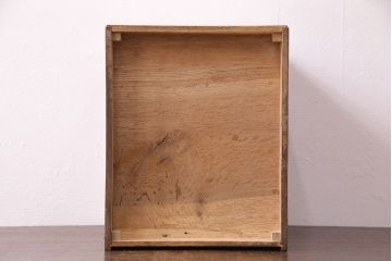 和製アンティーク　昭和中期　ネームプレート付き　整理収納に便利なナラ材製の小引き出し(小物収納、卓上収納)(R-047634)