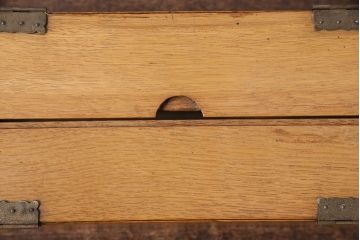 昭和レトロ　ナラ材　黒檀製そろばん付きの珍しい小物入れ(木箱、小物収納、算盤)(R-047636)
