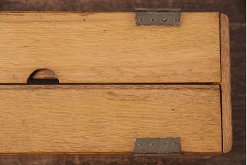 昭和レトロ　ナラ材　黒檀製そろばん付きの珍しい小物入れ(木箱、小物収納、算盤)(R-047636)