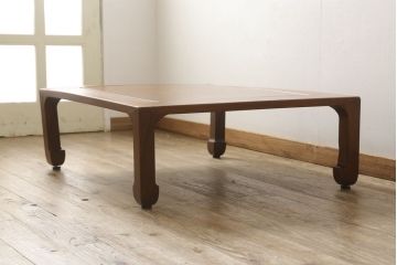 和製アンティーク　総ケヤキ材を使用した、シンプルで上品な佇まいが魅力の座卓(ローテーブル)(R-047638)