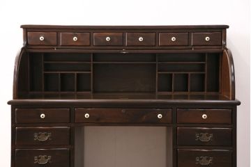 海外ヴィンテージ　ETHAN ALLEN(イーセンアーレン)　丸みのある蛇腹式の扉がお洒落なロールトップデスク(机、在宅ワーク、在宅用ビンテージ)(R-047641)