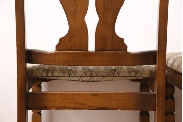 和製ヴィンテージ　カリモク家具(karimoku)　エキゾチックな雰囲気を醸し出すブナ材製のチェア4脚セット(ダイニングチェア、椅子、ビンテージ、バラ売り可能)(R-047657)