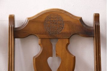 和製ヴィンテージ　カリモク家具(karimoku)　エキゾチックな雰囲気を醸し出すブナ材製のチェア4脚セット(ダイニングチェア、椅子、ビンテージ、バラ売り可能)(R-047657)