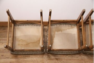 和製ヴィンテージ　カリモク家具(karimoku)　エキゾチックな雰囲気を醸し出すブナ材製のチェア4脚セット(ダイニングチェア、椅子、ビンテージ、バラ売り可能)(R-047657)