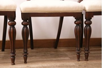 フランスアンティーク　ウォールナット材　高級感漂う優美な佇まいのチェア4脚セット(ダイニングチェア、椅子)(R-047658)