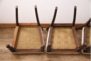 フランスアンティーク　ウォールナット材　高級感漂う優美な佇まいのチェア4脚セット(ダイニングチェア、椅子)(R-047658)