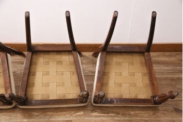 フランスアンティーク　ウォールナット材　高級感漂う優美な佇まいのチェア4脚セット(ダイニングチェア、椅子)(R-047658)