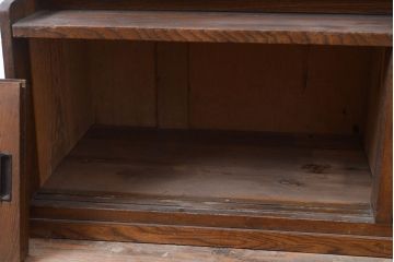 和製アンティーク　ナラ材　コンパクトサイズが魅力的!シンプルなデザインのライティングビューロー(簿記机、在宅ワーク、在宅用ワークデスク)(R-047673)