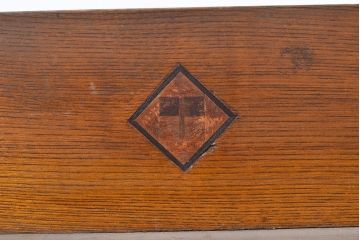 和製アンティーク　ナラ材　コンパクトサイズが魅力的!シンプルなデザインのライティングビューロー(簿記机、在宅ワーク、在宅用ワークデスク)(R-047673)