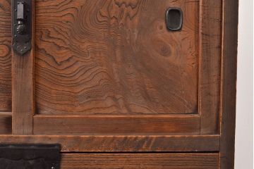 和製アンティーク　明治期　ケヤキ材の杢目が魅力的な帳場箪笥(時代箪笥、収納箪笥)(R-047674)