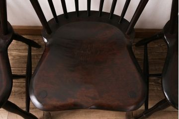 ビンテージ　松本民芸家具　美しいシルエットが魅力の#72リーチ型チェア4脚セット(ダイニングチェア、椅子)(R-047675)