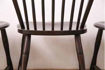 ビンテージ　松本民芸家具　美しいシルエットが魅力の#72リーチ型チェア4脚セット(ダイニングチェア、椅子)(R-047675)