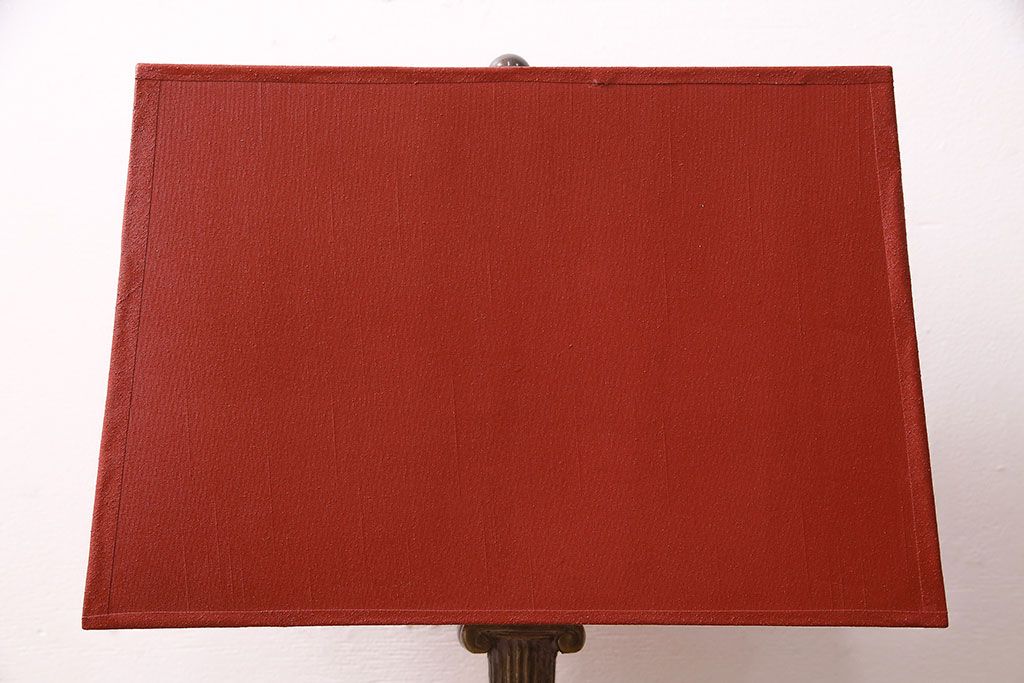 海外　ビンテージ照明　赤・シェード　ブロンズ像　華やかな空間を演出してくれるスタンドライト(照明、フロアスタンド)(R-047687)