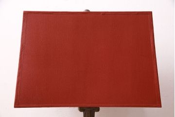 海外　ビンテージ照明　赤・シェード　ブロンズ像　華やかな空間を演出してくれるスタンドライト(照明、フロアスタンド)(R-047687)