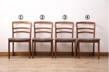 北欧ヴィンテージ　G-PLAN(ジープラン)　チーク材　お部屋に取り入れやすいデザインが魅力のチェア4脚セット(ダイニングチェア、椅子、ビンテージ)(R-047703)
