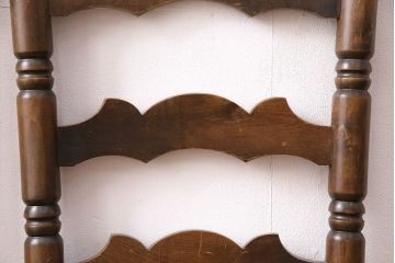 【簡易リペア限定品】和製ビンテージ　特徴的なラダーバックのデザインが魅力的なラッシチェア2脚セット(ダイニングチェア、椅子、イス)(R-047705)