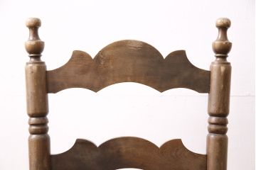 和製ビンテージ　特徴的なラダーバックのデザインが魅力的なラッシチェア2脚セット(ダイニングチェア、椅子)(R-047705)