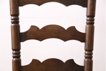 和製ビンテージ　特徴的なラダーバックのデザインが魅力的なラッシチェア2脚セット(ダイニングチェア、椅子)(R-047705)