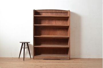 和製アンティーク　使い込まれた風合いが味わい深いシンプルなブックシェルフ(収納棚、本棚)(R-047710)