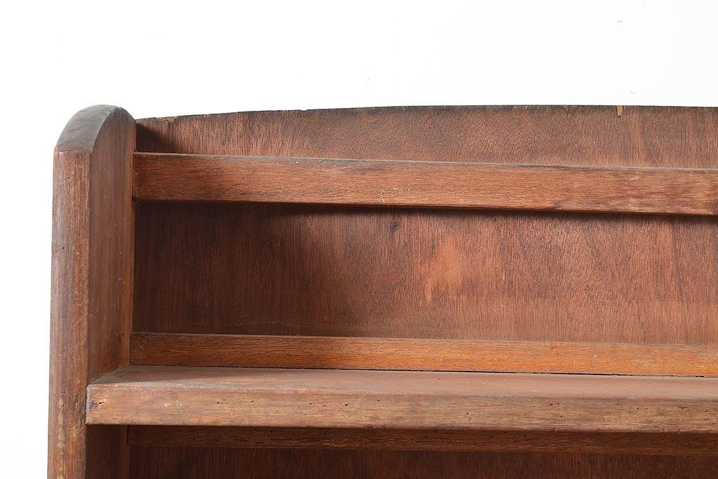 和製アンティーク　使い込まれた風合いが味わい深いシンプルなブックシェルフ(収納棚、本棚)(R-047710)