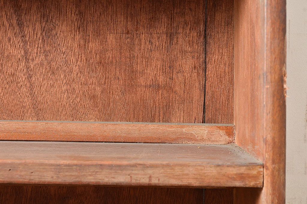 和製アンティーク　使い込まれた風合いが味わい深いシンプルなブックシェルフ(収納棚、本棚)(R-047710)