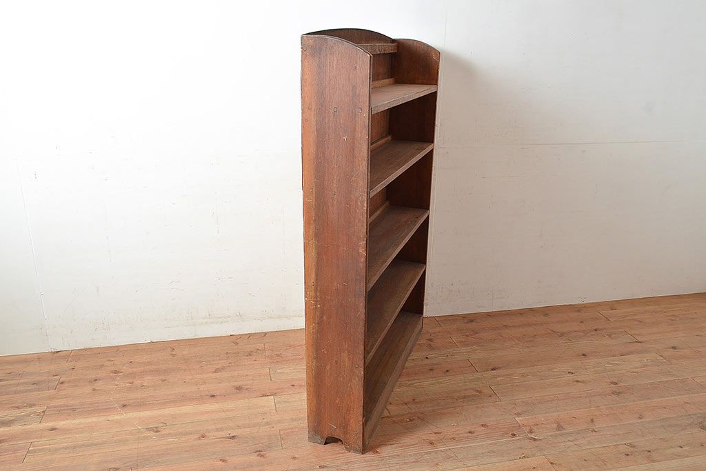 和製アンティーク　使い込まれた風合いが味わい深いシンプルなブックシェルフ(収納棚、本棚)(R-047710)