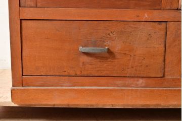 和製アンティーク　レトロな佇まいが魅力的な引き出し付きブックケース(本箱、本棚、戸棚)(R-047711)