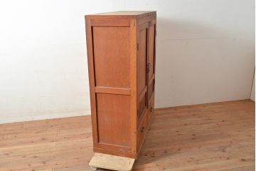 和製アンティーク　レトロな佇まいが魅力的な引き出し付きブックケース(本箱、本棚、戸棚)(R-047711)