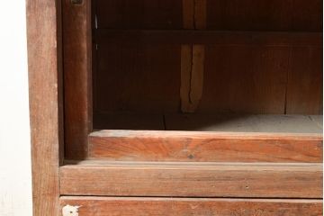 和製アンティーク　たっぷり収納できるシンプルな重ね戸棚(収納棚、食器棚、キャビネット)(R-047713)