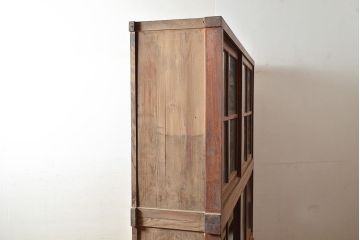 和製アンティーク　たっぷり収納できるシンプルな重ね戸棚(収納棚、食器棚、キャビネット)(R-047713)