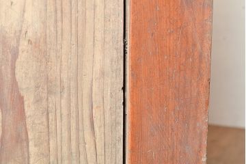 和製アンティーク　たっぷり収納できるシンプルな重ね戸棚(収納棚、食器棚、キャビネット)(R-047713)