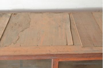 和製アンティーク　たっぷり収納できるシンプルな重ね戸棚・上段(収納棚、食器棚、キャビネット)(R-047714)