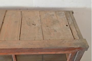 和製アンティーク　たっぷり収納できるシンプルな重ね戸棚・上段(収納棚、食器棚、キャビネット)(R-047714)