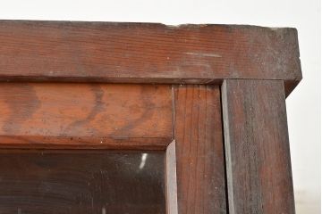 和製アンティーク　たっぷり収納できるシンプルな重ね戸棚・上段(収納棚、食器棚、キャビネット)(R-047714)