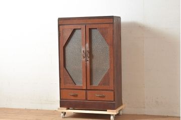 和製アンティーク　レトロとモダンがミックスしているお洒落な本箱(ブックケース、戸棚、キャビネット)(R-047724)