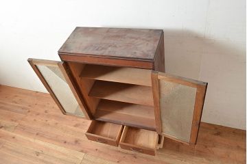 和製アンティーク　レトロとモダンがミックスしているお洒落な本箱(ブックケース、戸棚、キャビネット)(R-047724)