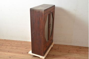 和製アンティーク　レトロとモダンがミックスしているお洒落な本箱(ブックケース、戸棚、キャビネット)(R-047724)