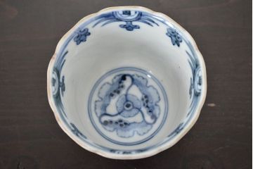 江戸期　古伊万里　富長貴春　色絵　湯呑・小皿セット(蕎麦猪口、和食器)(R-047727)