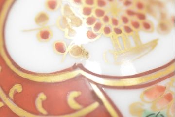 江戸期　古伊万里　富長貴春　色絵　湯呑・小皿セット(蕎麦猪口、和食器)(R-047727)